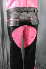 Pantalon formel en cuir OnF noir avec reflets roses