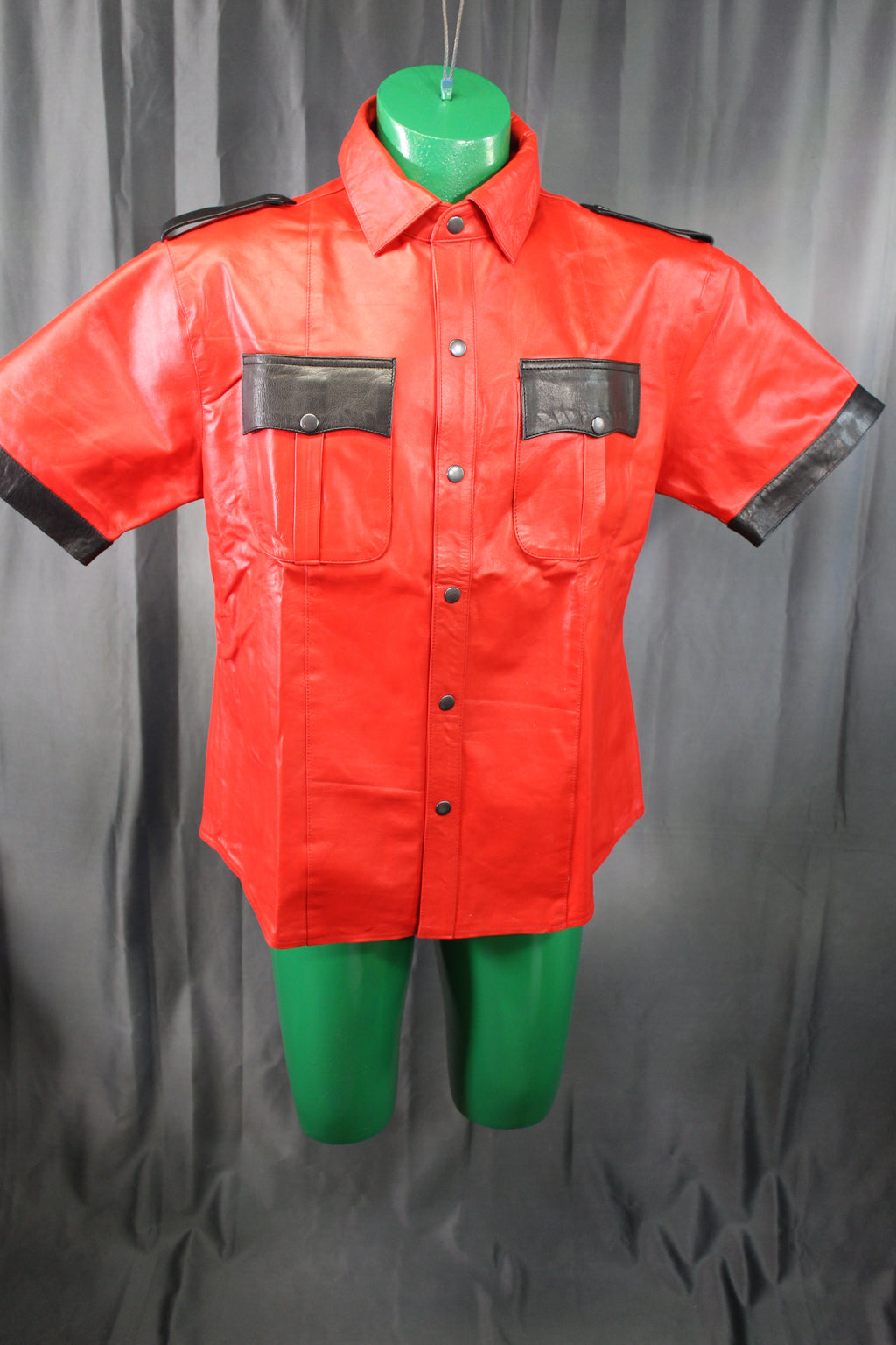 OnF Leather Shirts in Red with Black Piping