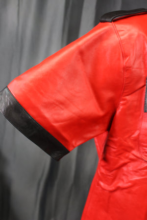 OnF Leather Shirts in Red with Black Highlights