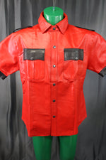 OnF Leather Shirts in Red with Black Highlights