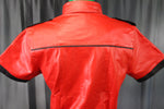 OnF Leather Shirts in Red with Black Piping