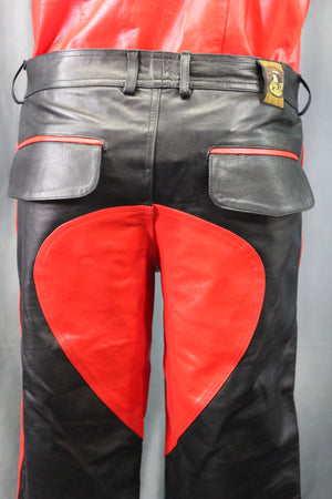 Pantalon formel en cuir OnF noir avec reflets rouges