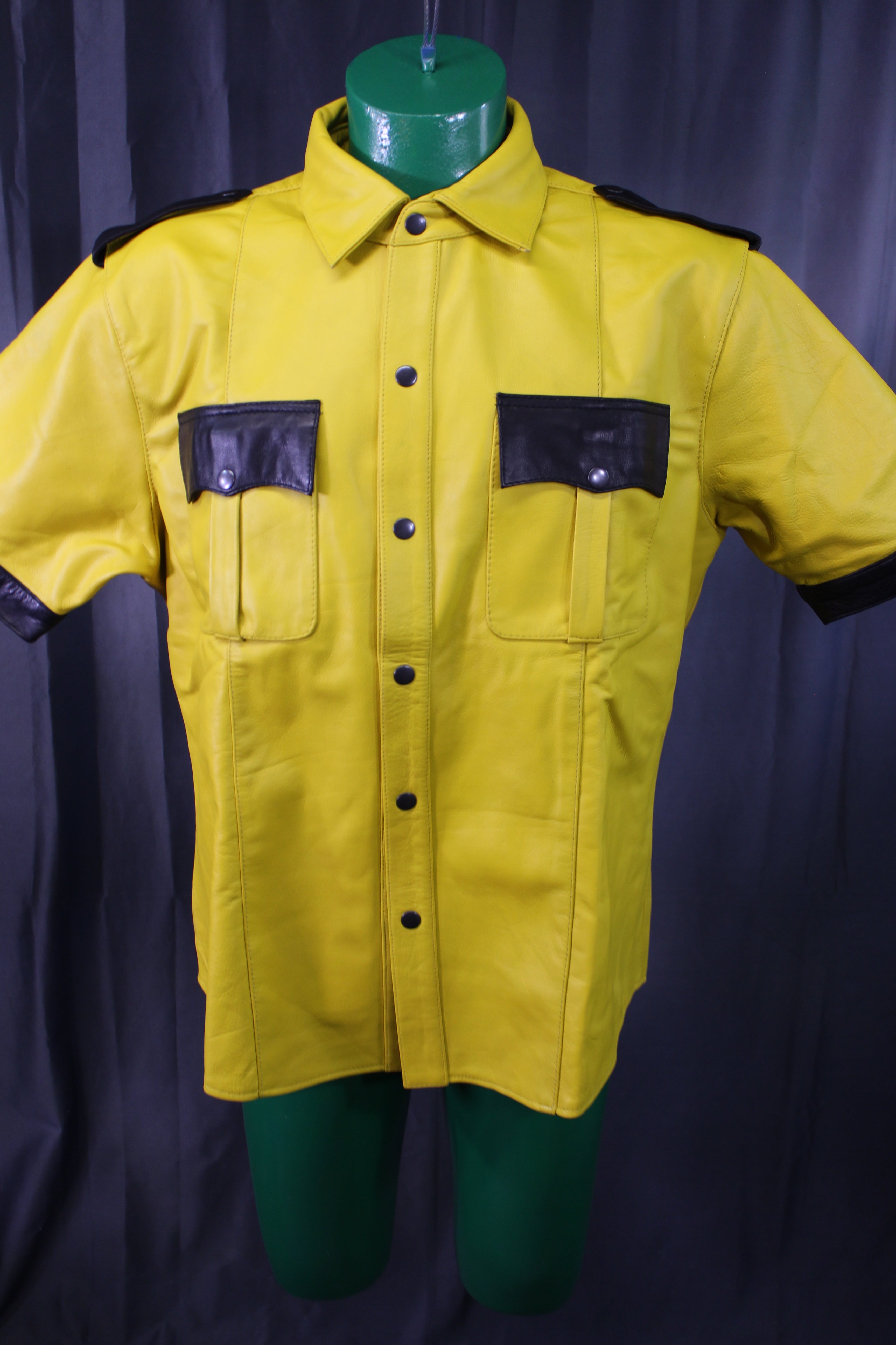 OnF Leather Shirts in Yellow with Black Highlights