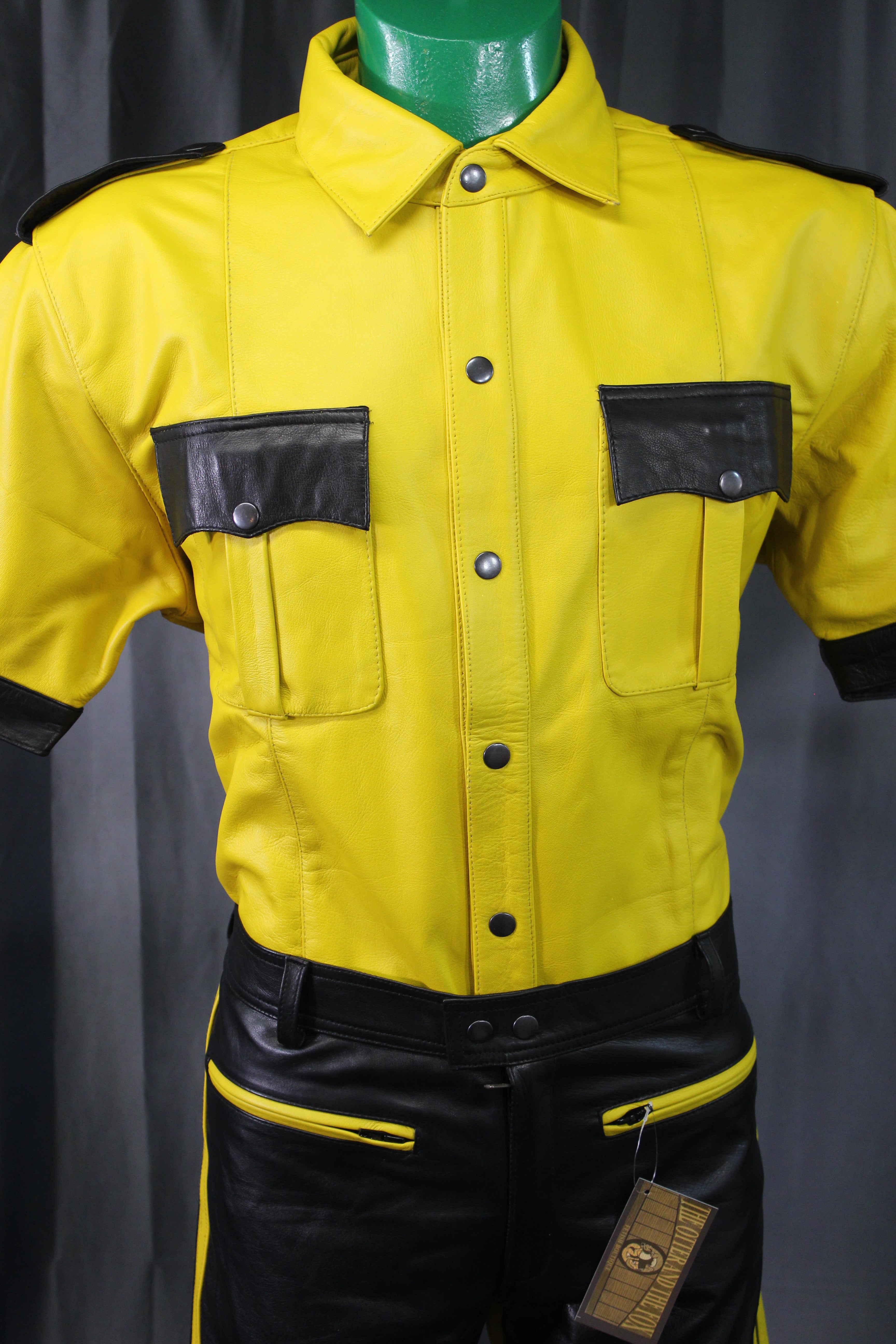 OnF Leather Shirts in Yellow with Black Highlights