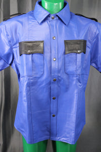 OnF Leather Shirts in Blue with Black Highlights