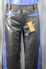 Pantalones formales de cuero OnF en negro con detalles azules