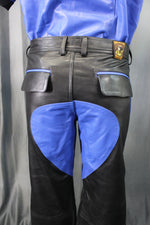 Pantalon formel en cuir OnF noir avec reflets bleus