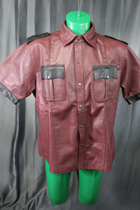 OnF Leather Shirts in Burgundy with Black Highlights