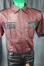 OnF Leather Shirts in Burgundy with Black Highlights