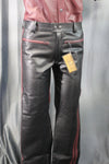 OnF Leather Formal Pants in Black with Burgundy Highlights