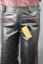 Pantalon formel en cuir OnF noir avec reflets bordeaux