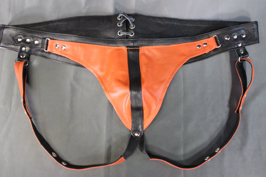 The Otter and The Fox Leather Jock - Orange with Black Accents