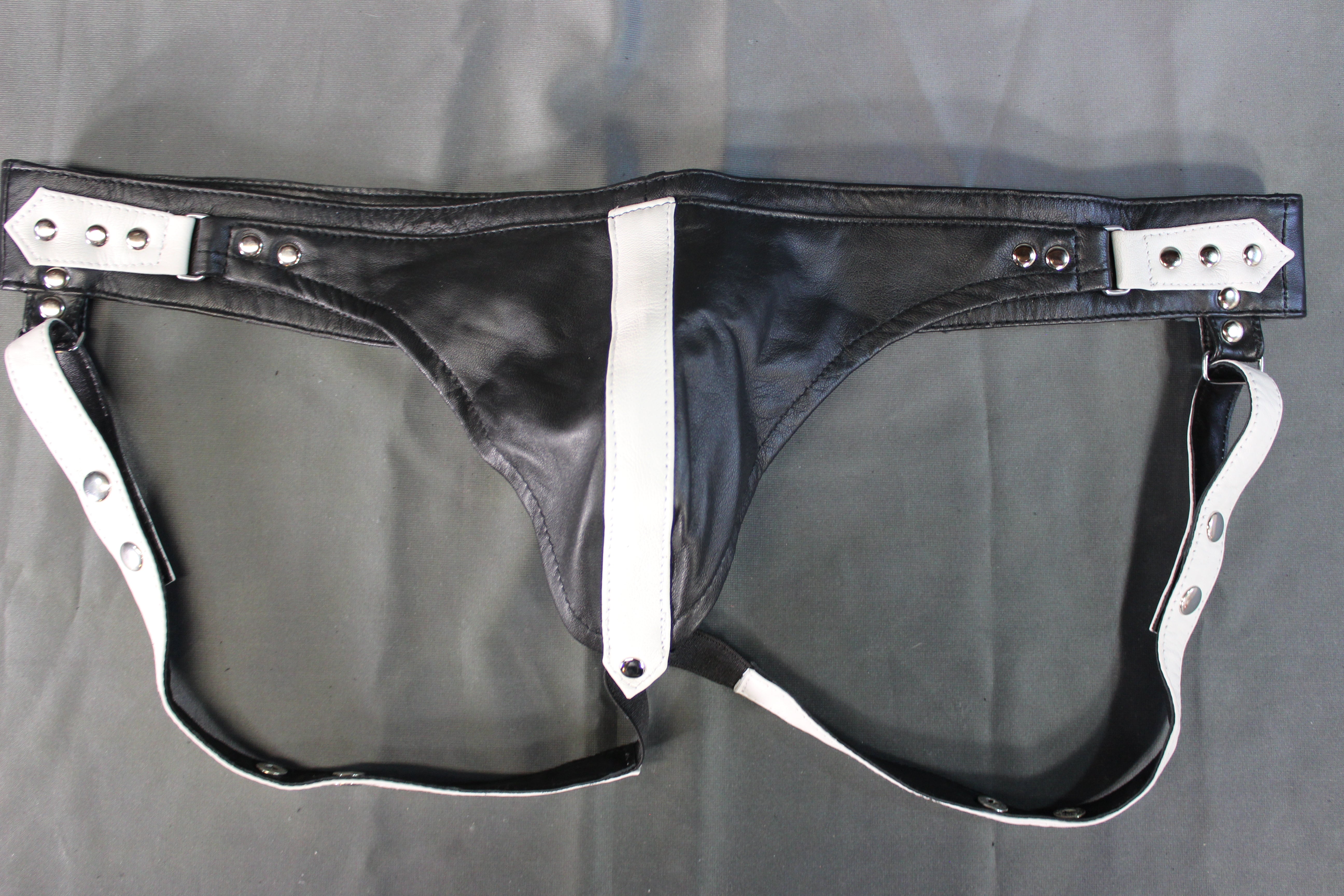 The Otter and The Fox Leather Jock - Black with White Accents