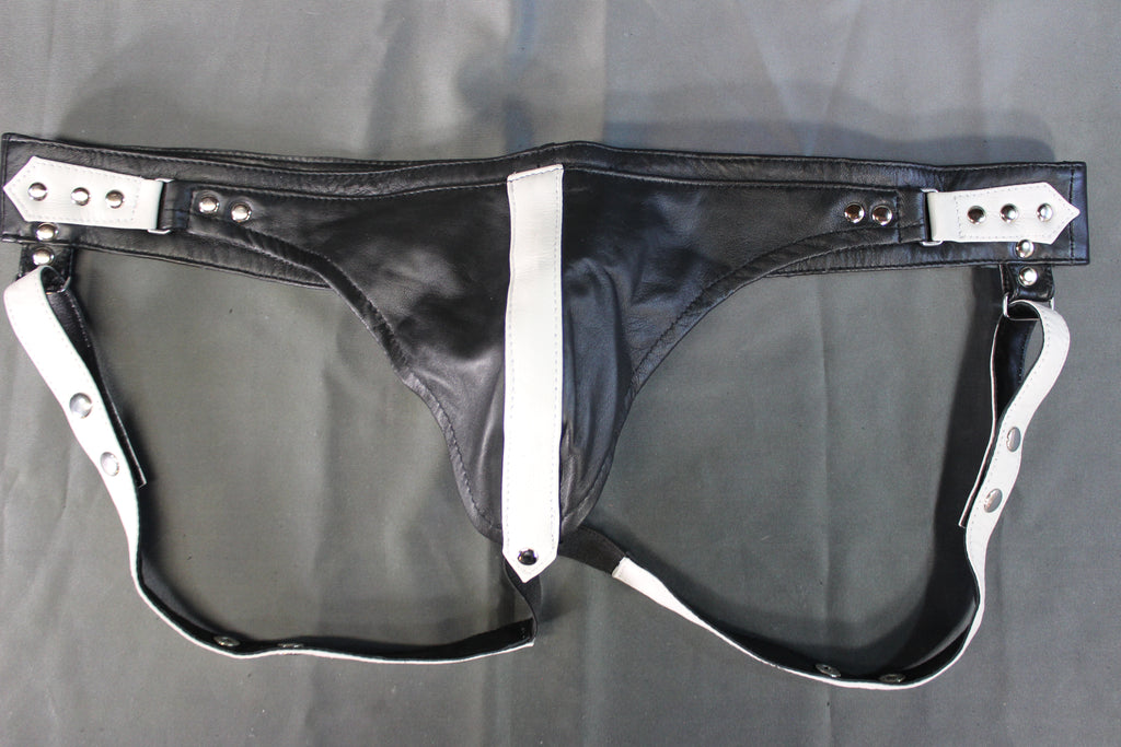 The Otter and The Fox Leather Jock - Black with White Accents