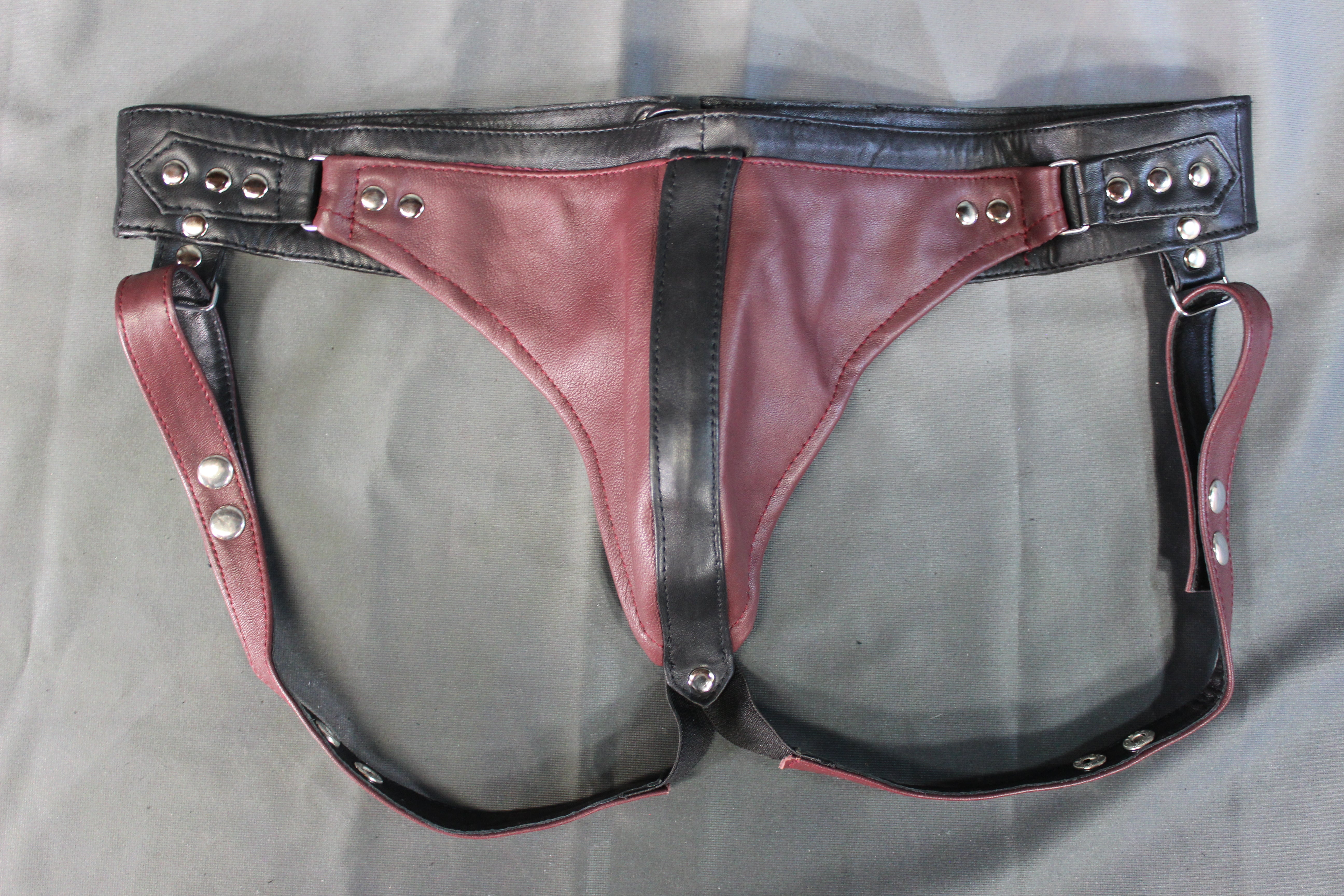 The Otter and The Fox Leather Jock - Burgundy with Black Accents