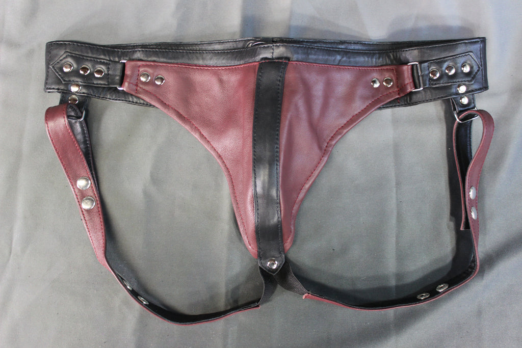 The Otter and The Fox Leather Jock - Burgundy with Black Accents