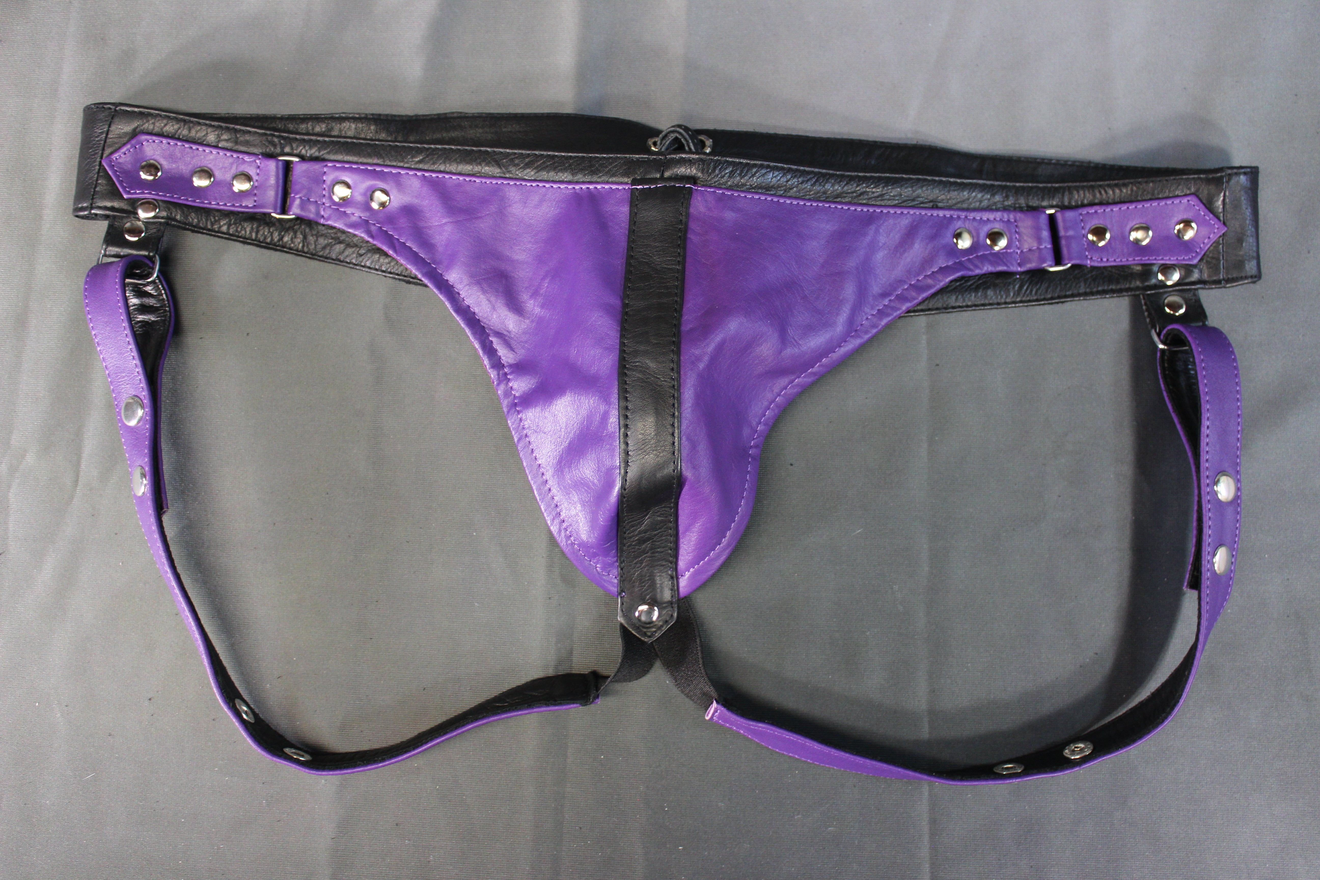 The Otter and The Fox Leather Jock - Purple with Black Accents