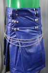 OnF Leather Kilt in Blue with Black Pleats