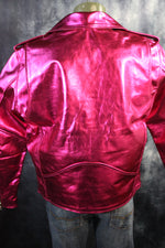Otter and Fox Leather Biker Jackets in Pink Metallic