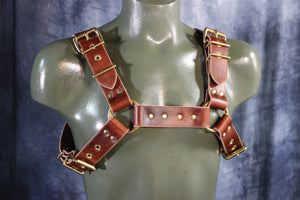 Mottled Latigo Bulldog Harness with Buckles