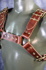 Mottled Latigo Bulldog Harness with Buckles