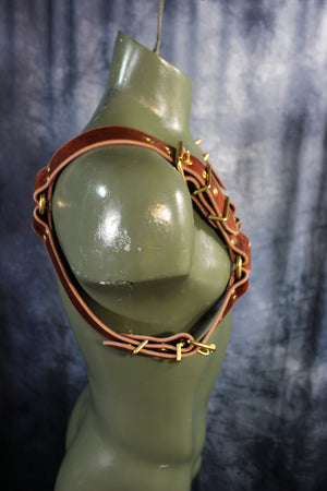 Mottled Latigo Bulldog Harness with Buckles