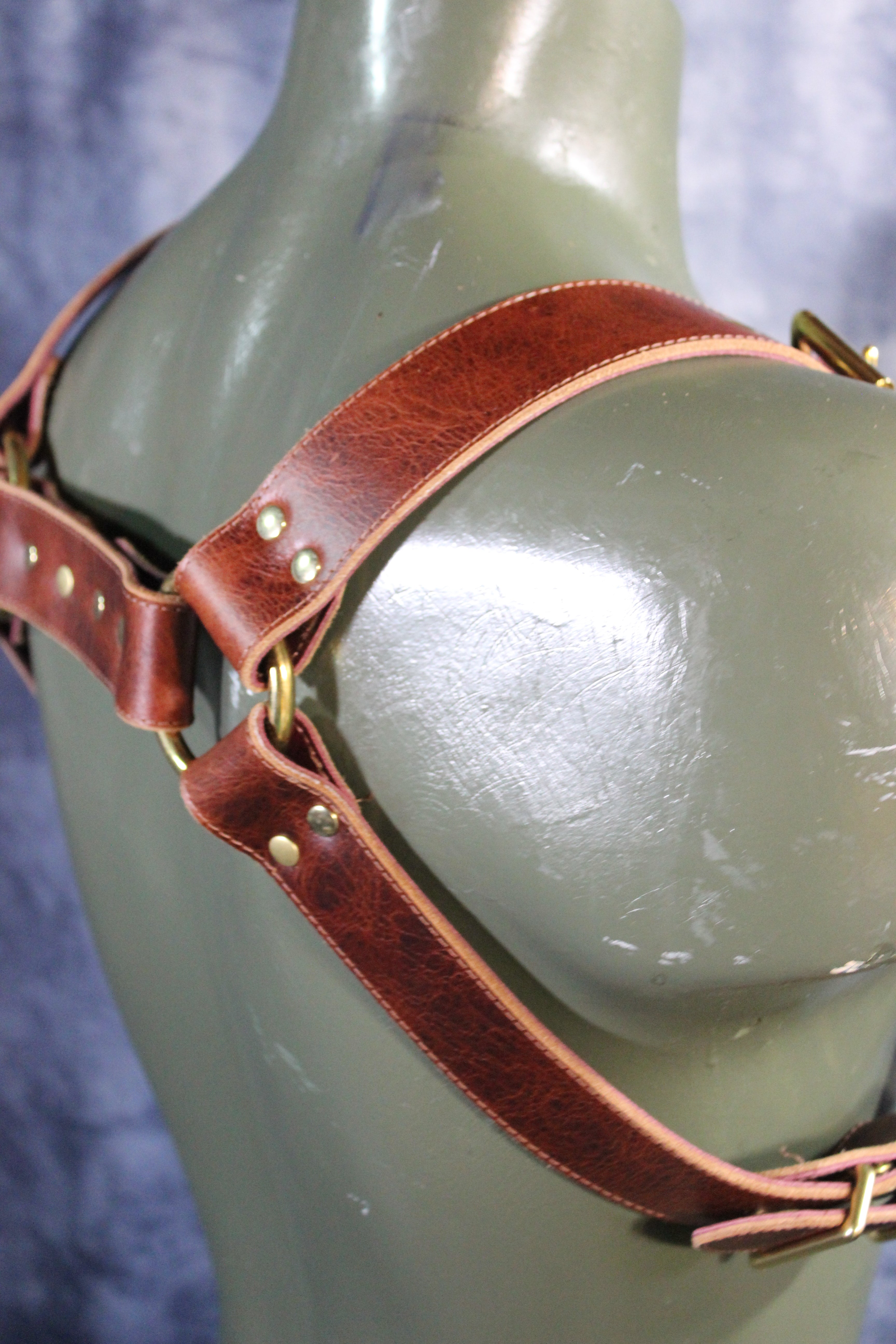 Mottled Latigo Bulldog Harness with Buckles