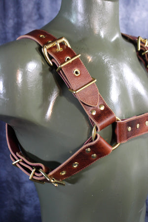 Mottled Latigo Bulldog Harness with Buckles