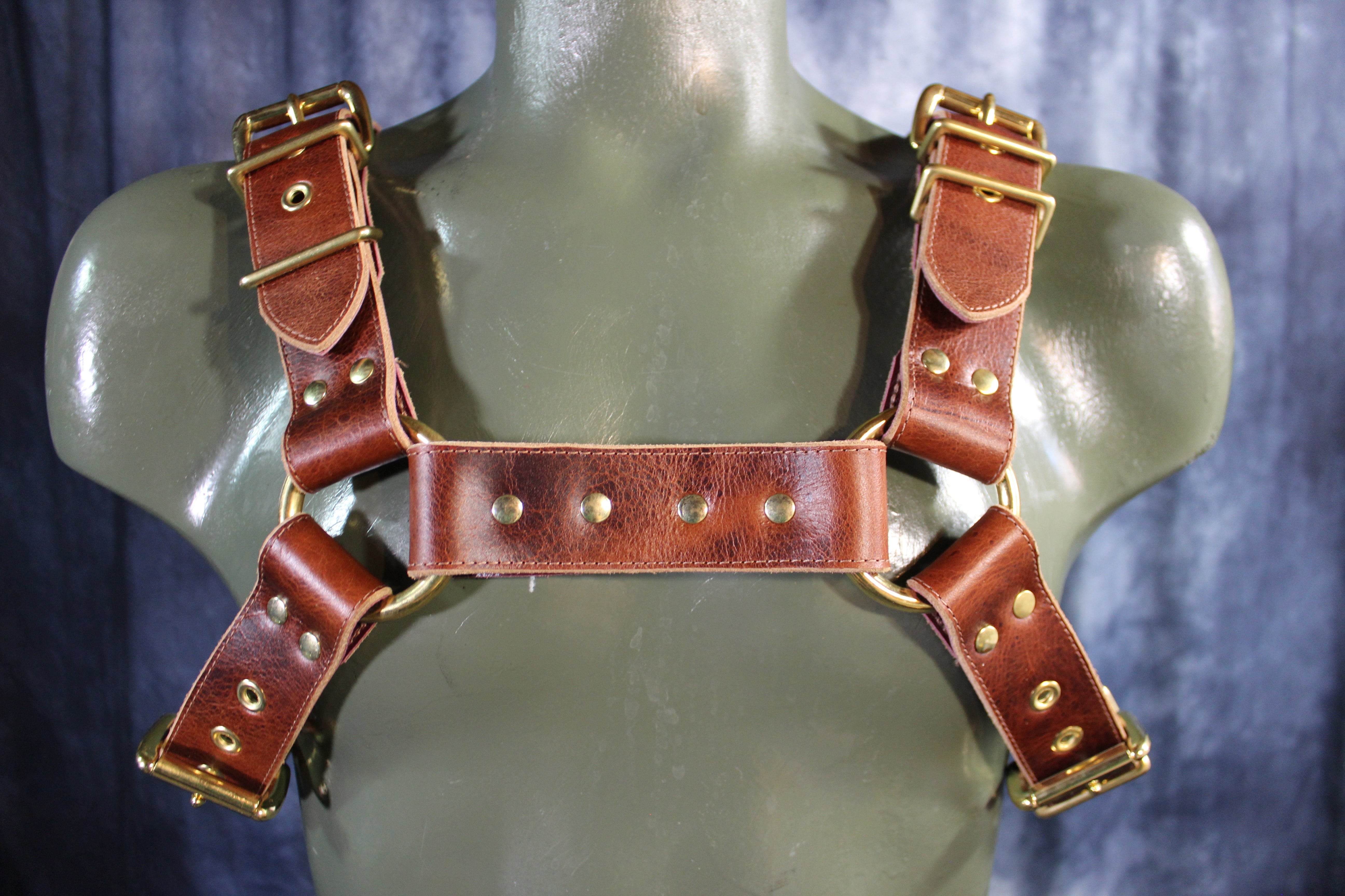 Mottled Latigo Bulldog Harness with Buckles