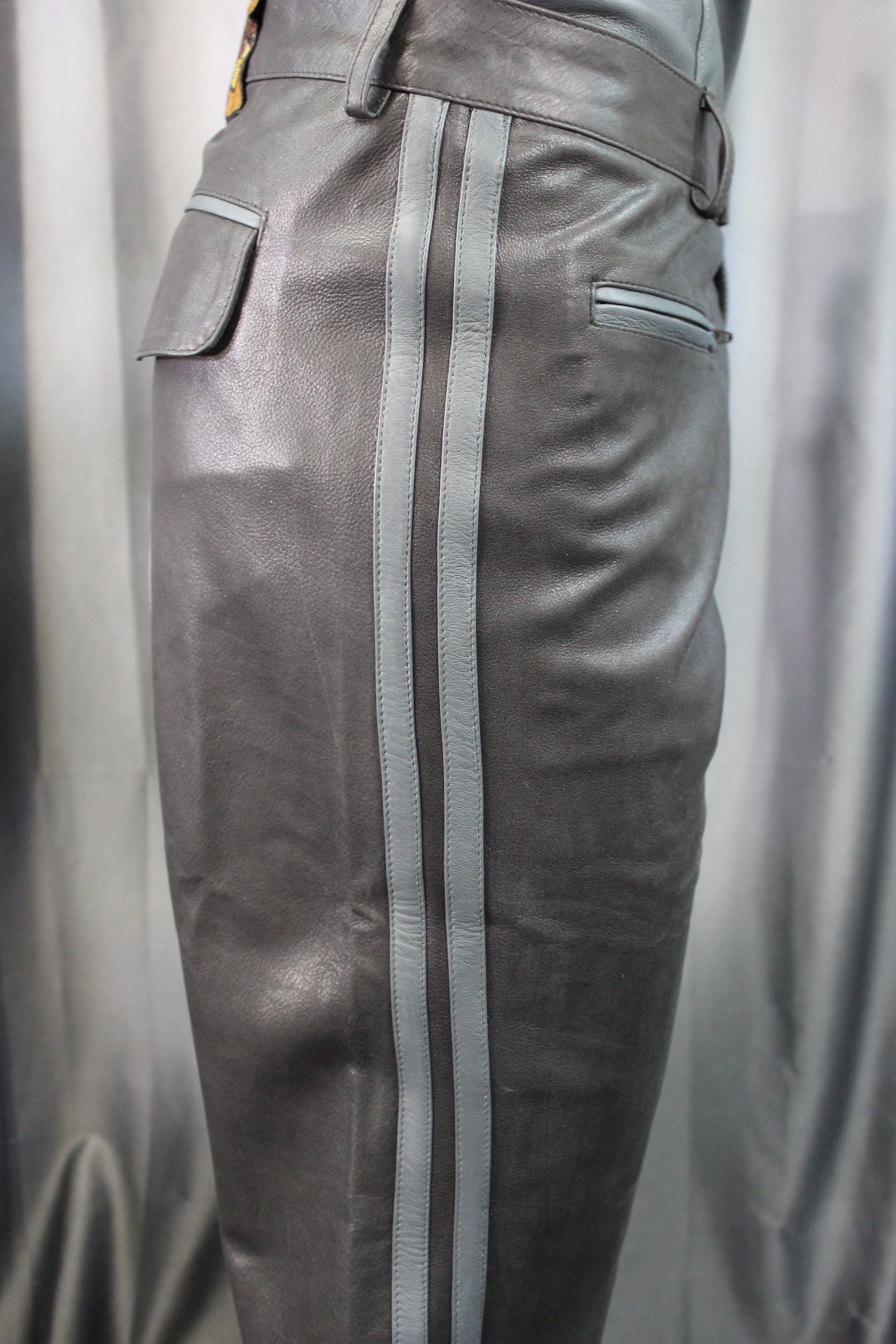 OnF Leather Formal Pants in Black with Grey Highlights