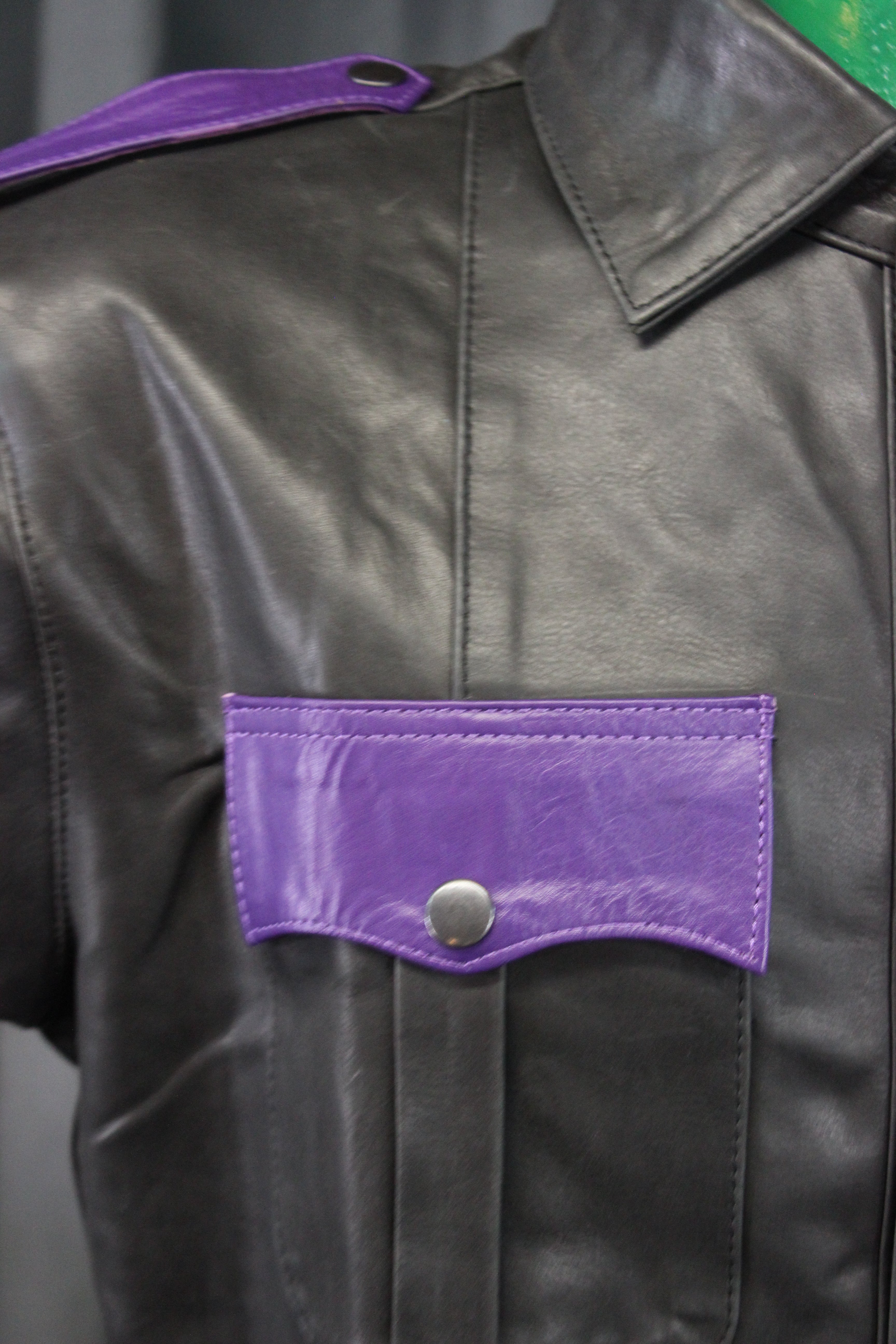 OnF Leather Shirts in Black with Purple Highlights