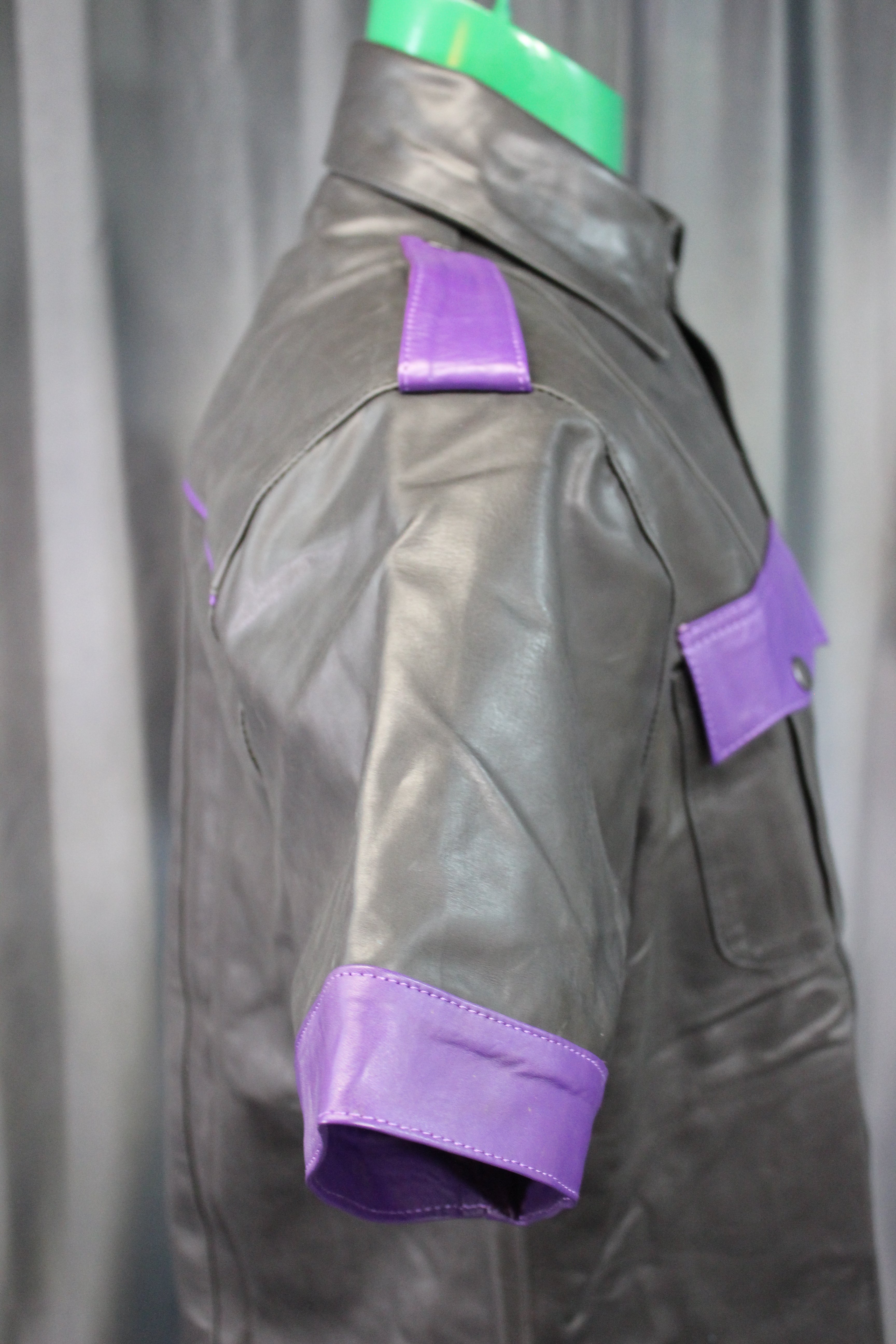 OnF Leather Shirts in Black with Purple Highlights