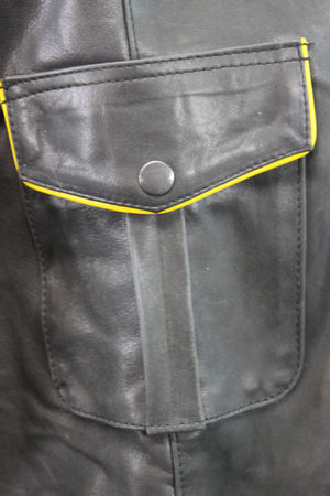 OnF Leather Shirts in Black with Yellow Highlights