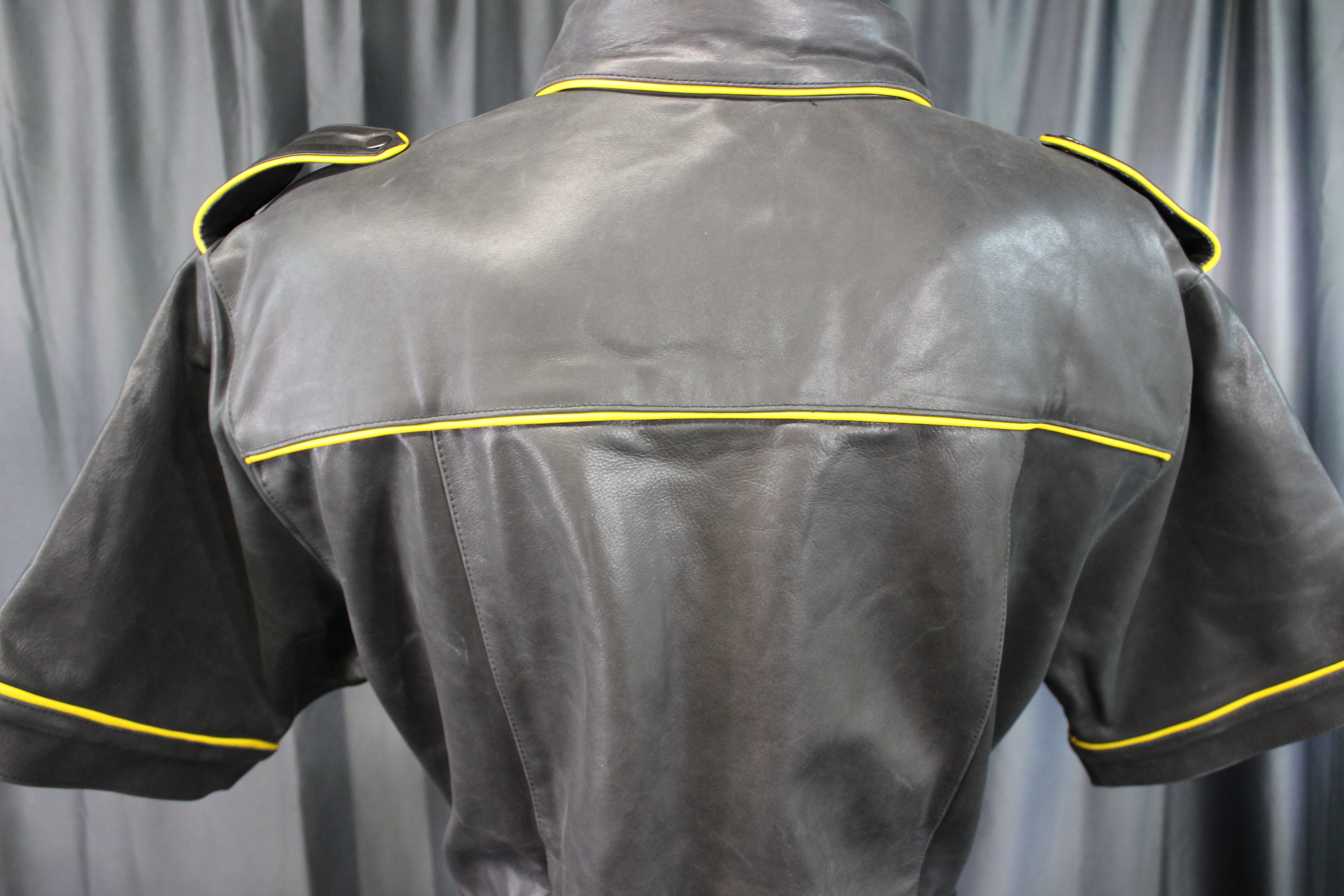 OnF Leather Shirts in Black with Yellow Highlights