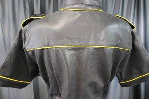 OnF Leather Shirts in Black with Yellow Highlights