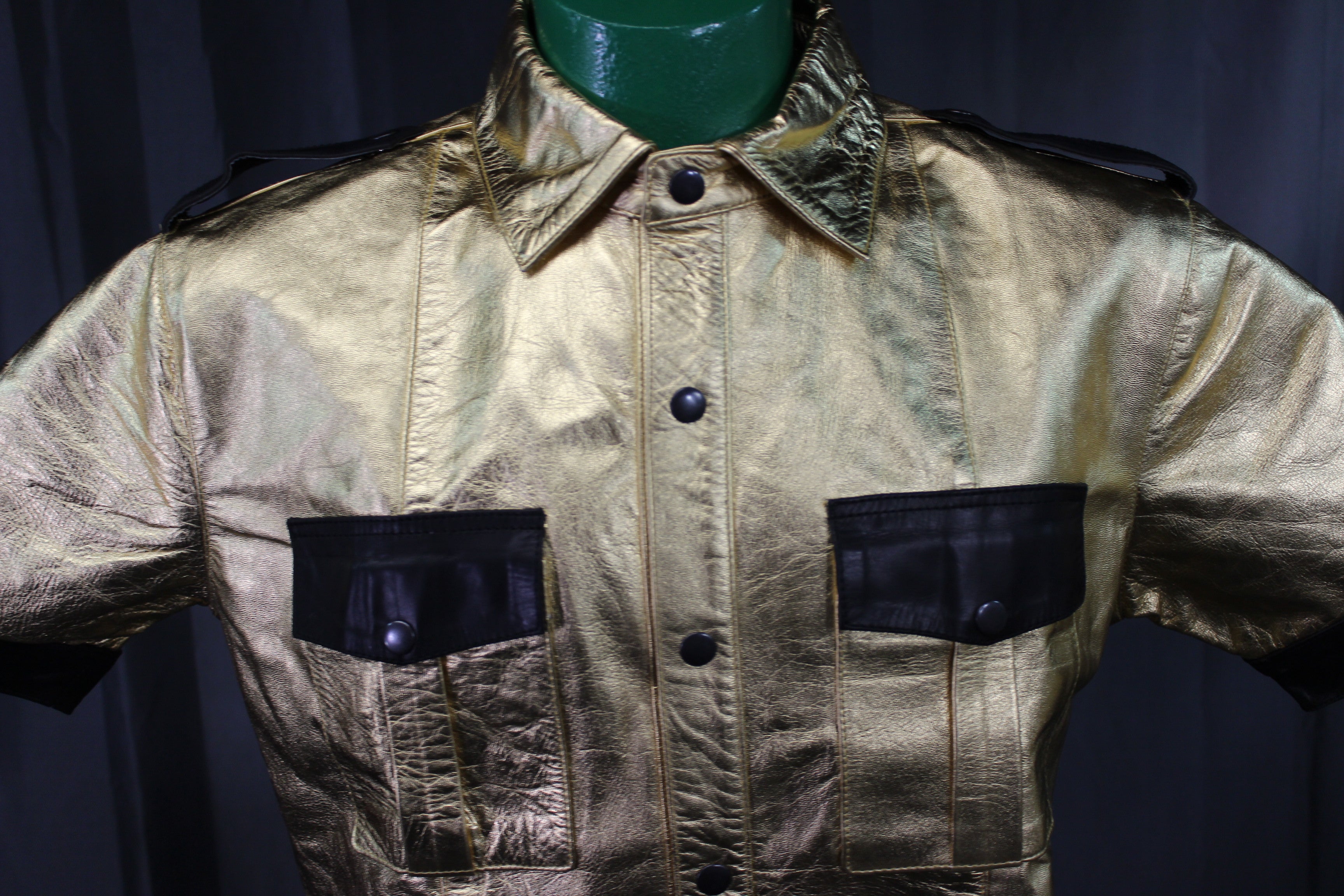 OnF Leather Shirts in Gold with Black Highlights