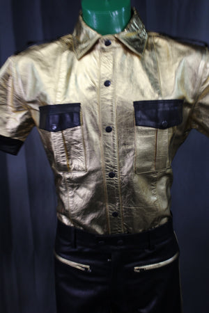 OnF Leather Shirts in Gold with Black Highlights