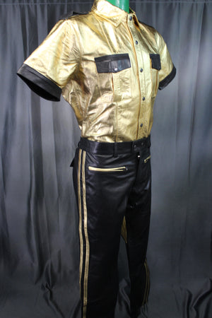 OnF Leather Shirts in Gold with Black Highlights