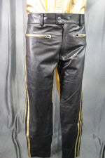 OnF Leather Formal Pants in Black with Gold Highlights