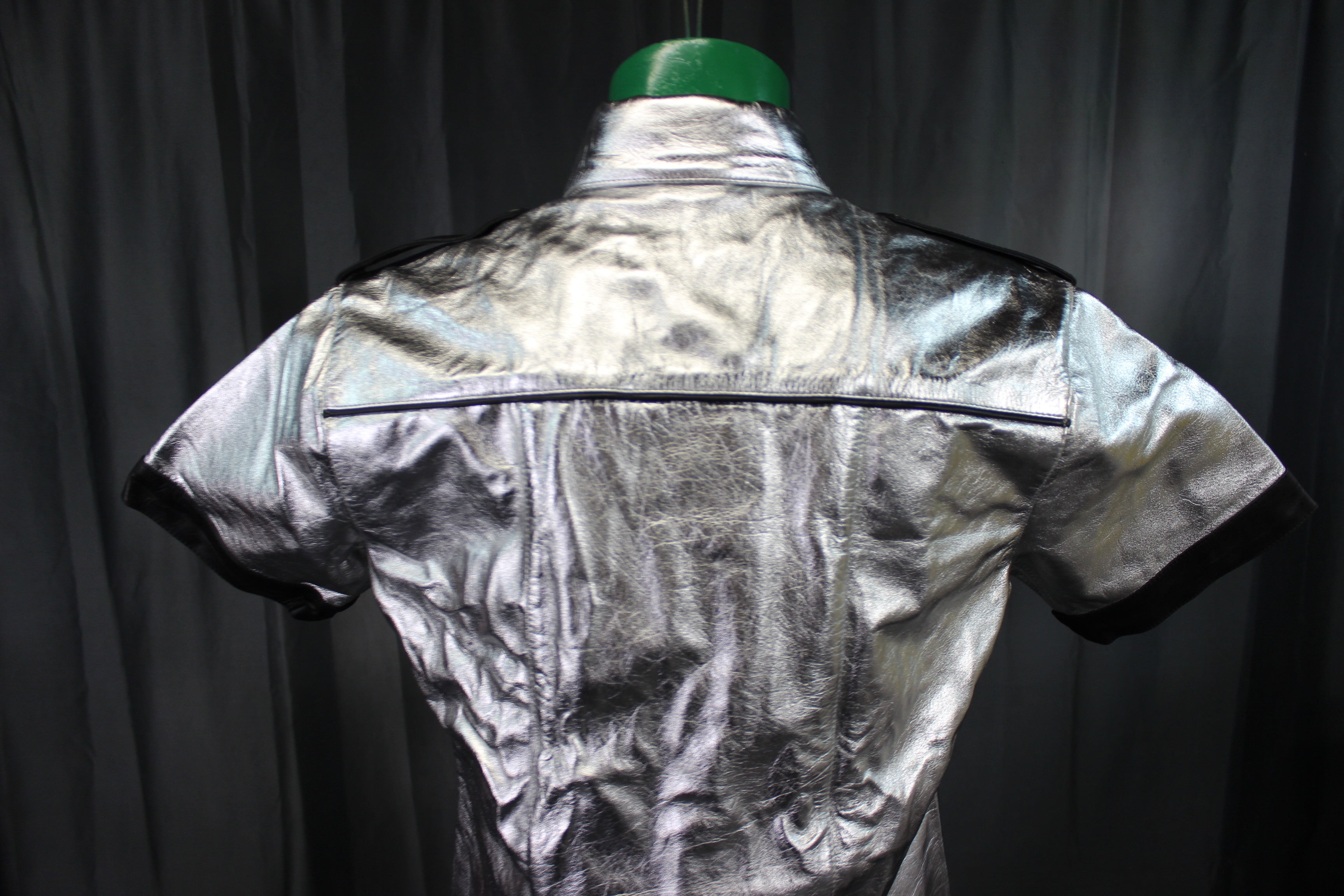 OnF Leather Shirts in Silver with Black Highlights