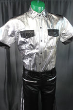 OnF Leather Shirts in Silver with Black Highlights