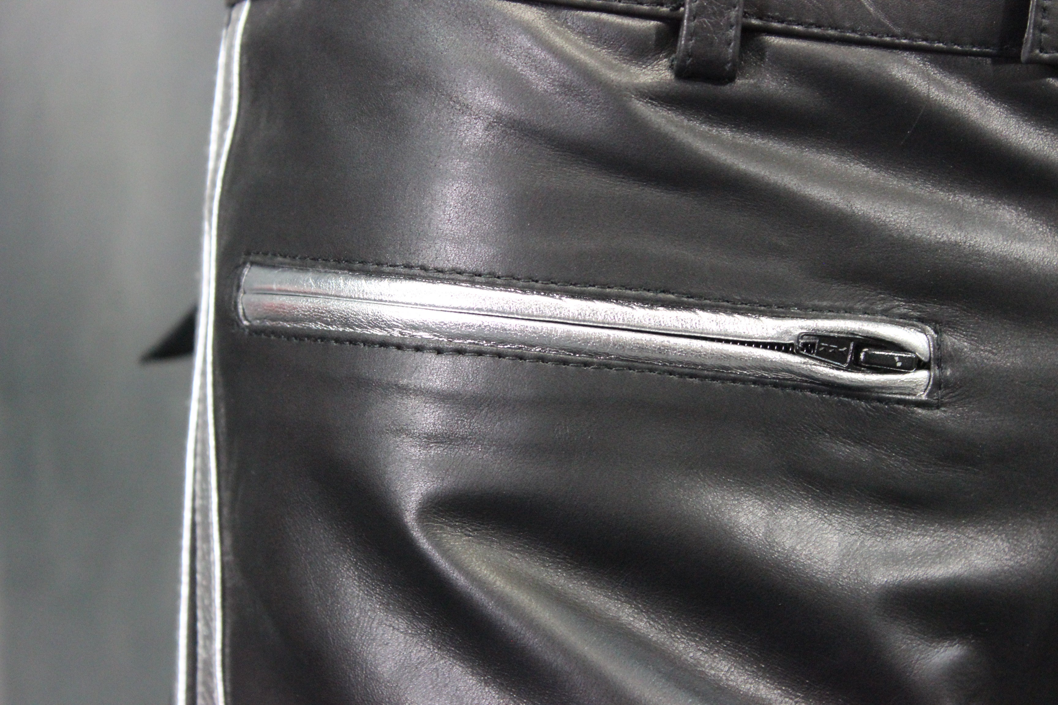 OnF Leather Formal Pants in Black with Silver Highlights