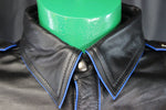 OnF Leather Shirts in Black with Blue Highlights