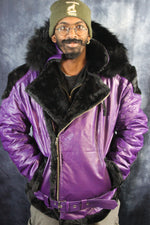 Purple Leather and Fur Jacket by Otter and The Fox