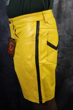 Pantalones cortos OnF Jean Style "Chevron" en amarillo y negro