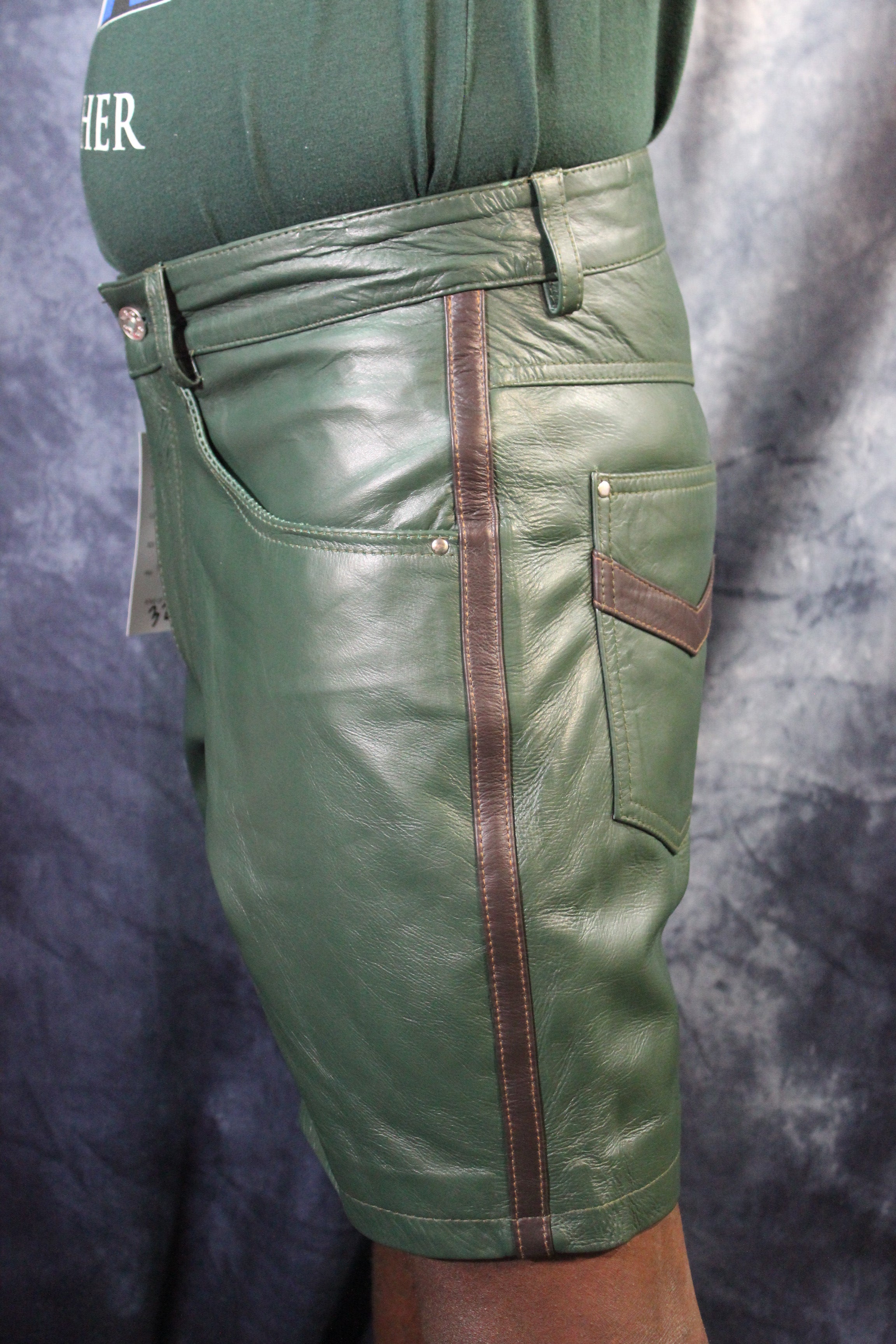 OnF "Chevron" Shorts in Hunter Green and Brown