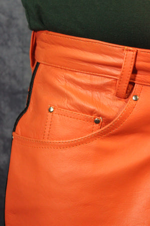 Pantalones cortos OnF Jean Style "Chevron" en naranja y negro