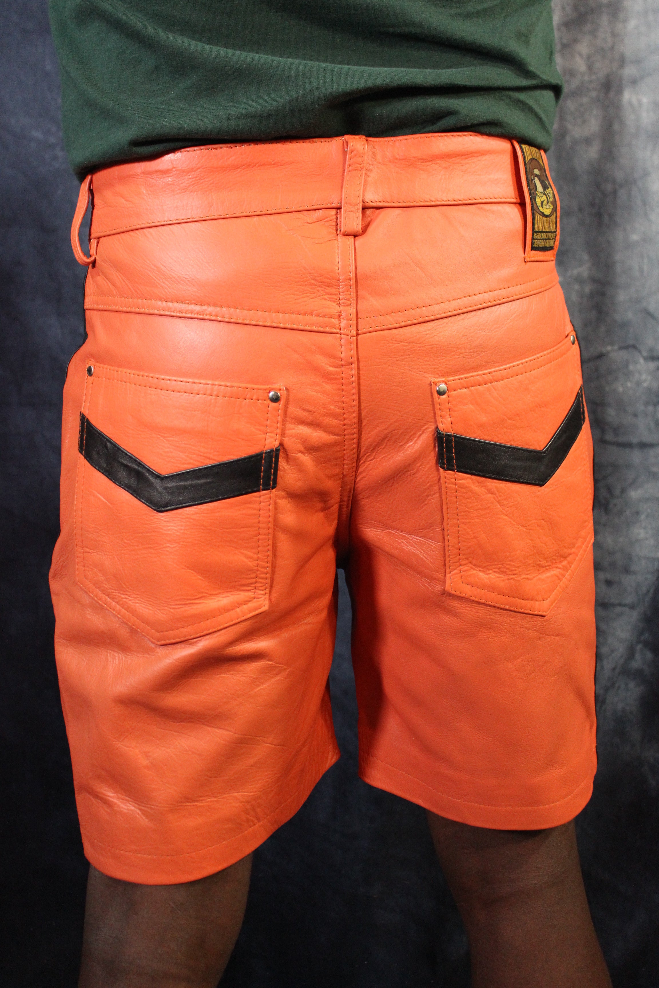 Pantalones cortos OnF Jean Style "Chevron" en naranja y negro