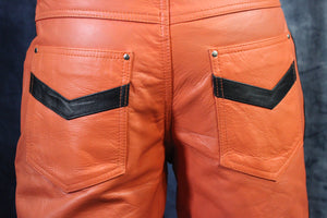 Pantalones cortos OnF Jean Style "Chevron" en naranja y negro