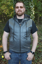 OnF Leather Hoodie in Grey